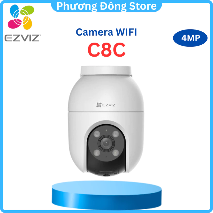 Camera Wifi Ezviz C8C 4MP 2K Quay quét thông minh, báo động đèn chớp và còi