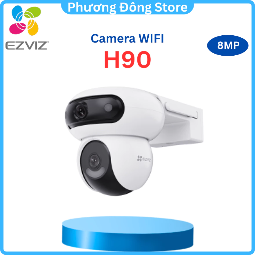 Camera Wifi 2 Mắt Ezviz H90 Dual Lens 8Mp Đèn Còi Báo Động, chế độ tuần tra để giám sát tự động