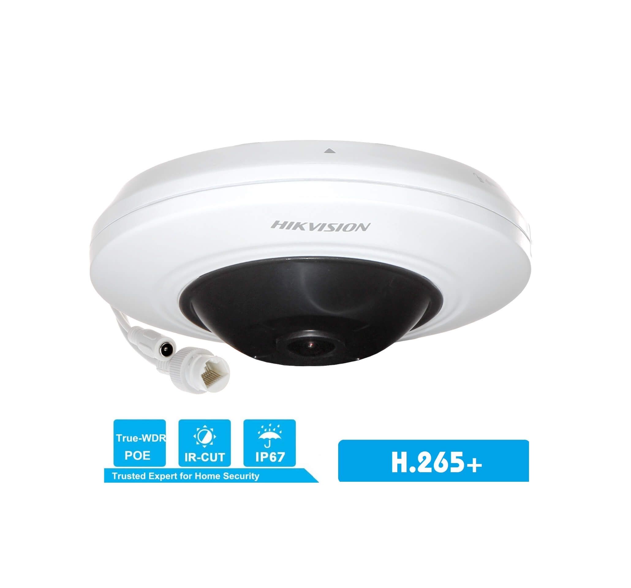 Camera Ip Fisheye 5 Mp Hikvision Ds-2cd2955fwd-Is, Hỗ Trợ Âm Thanh Và Báo Động, Khe Thẻ Nhớ Và Poe - Hàng Chính Hãng