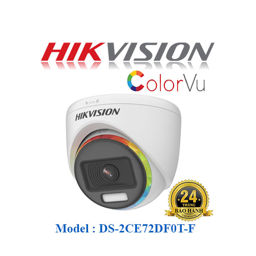 CAMERA HD-TVI COLORVU HIKVISION DS-2CE72DF0T-F 2MP 1080P, HỒNG NGOẠI 40M - HÀNG CHÍNH HÃNG