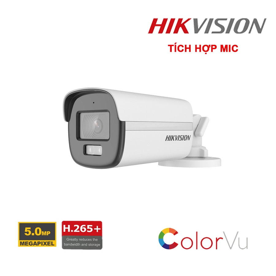 CAMERA HD-TVI COLORVU 5MP 3K HIKVISION DS-2CE72DF3T-F TÍCH HỢP MIC THU ÂM - HÀNG CHÍNH HÃNG