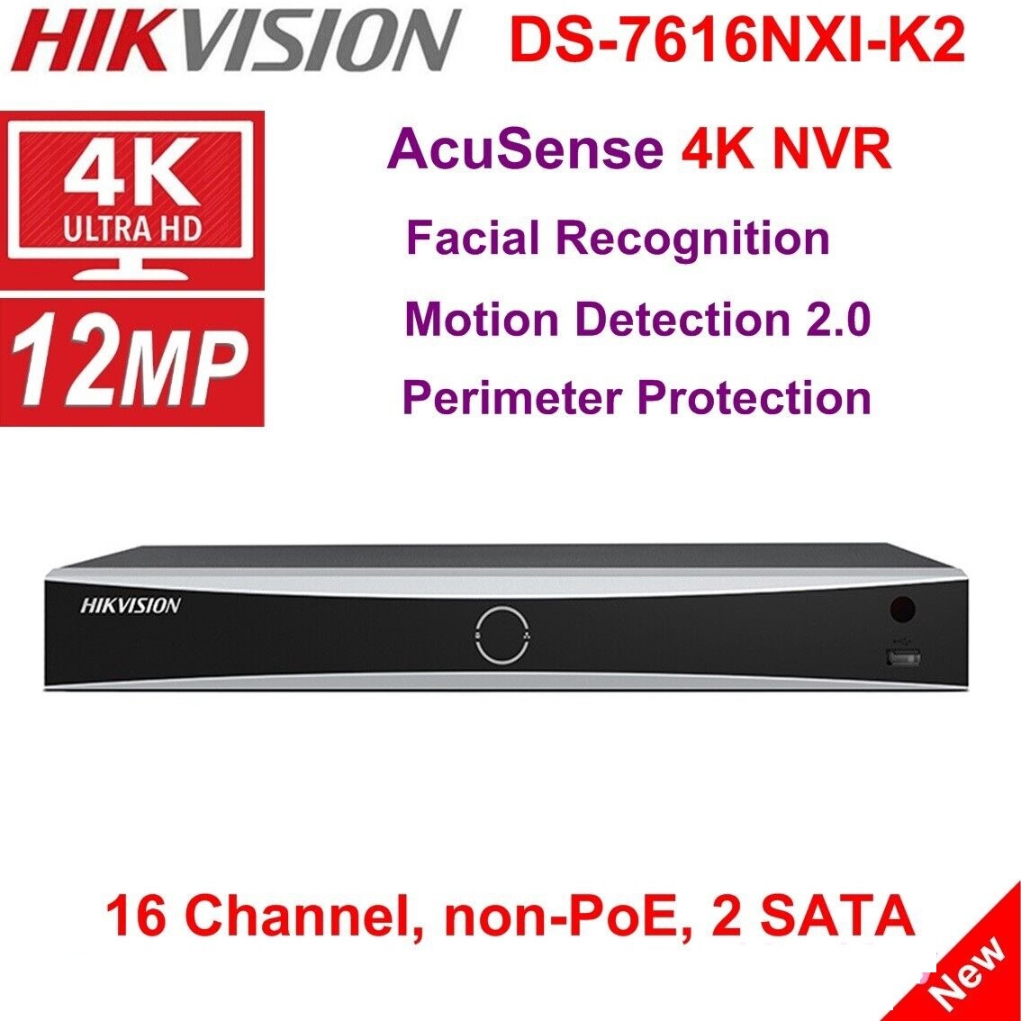 ĐẦU GHI CAMERA IP 16 KÊNH HIKVISION DS-7616NXI-K2 ULTRA HD 4K 12MP AI NHẬN DIỆN KHUÔN MẶT - HÀNG CHÍNH HÃNG