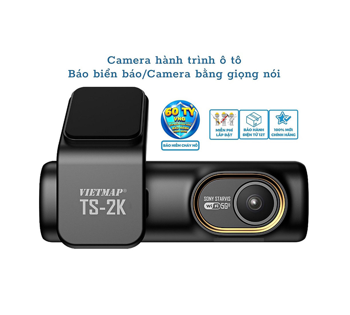 Camera Vietmap Ts-2k - Cảnh Báo Tốc Độ Giới Hạn Bằng Giọng Nói - Ghi Hình 2k Hành Trình Ô Tô - Hàng Chính Hãng